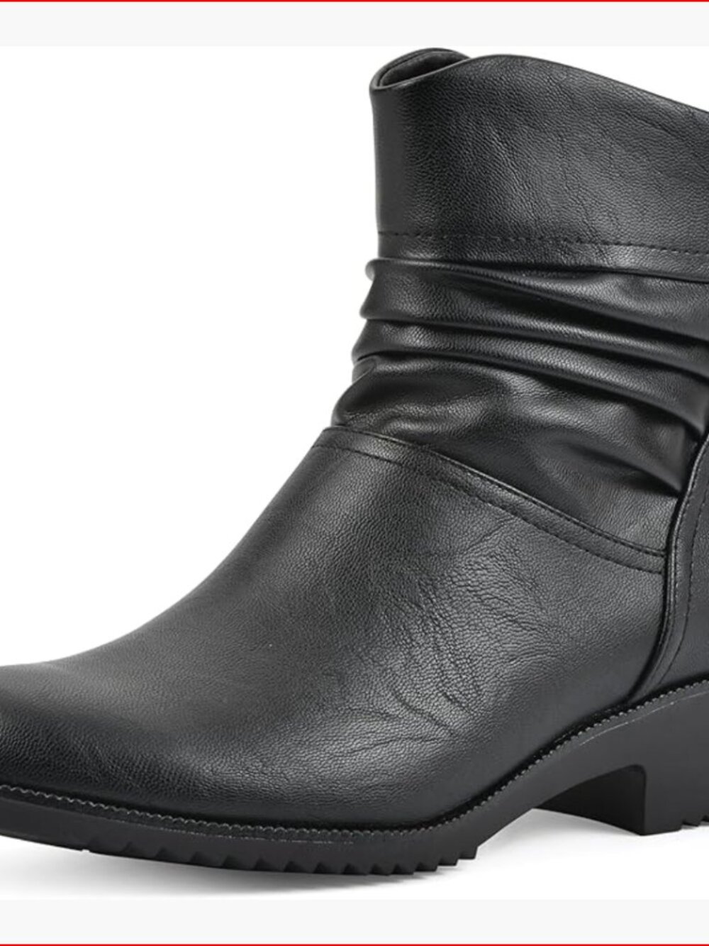 Cushioned Ankle Booties with Ruched Detail, Polyurethane Outer Material